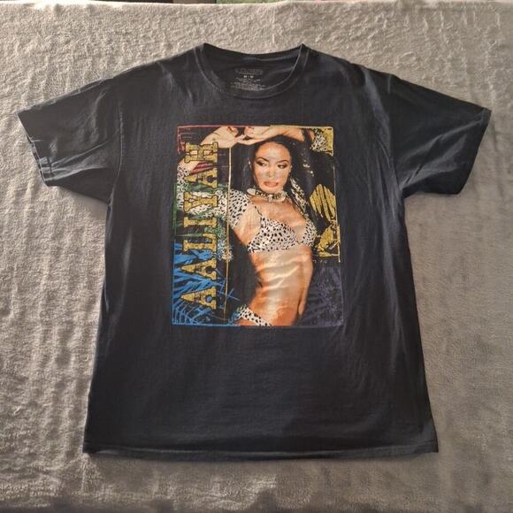 Aaliyah Graphic T-Shirt Size Medium Black Music Short Sleeve Cotton - Picture 1 of 6